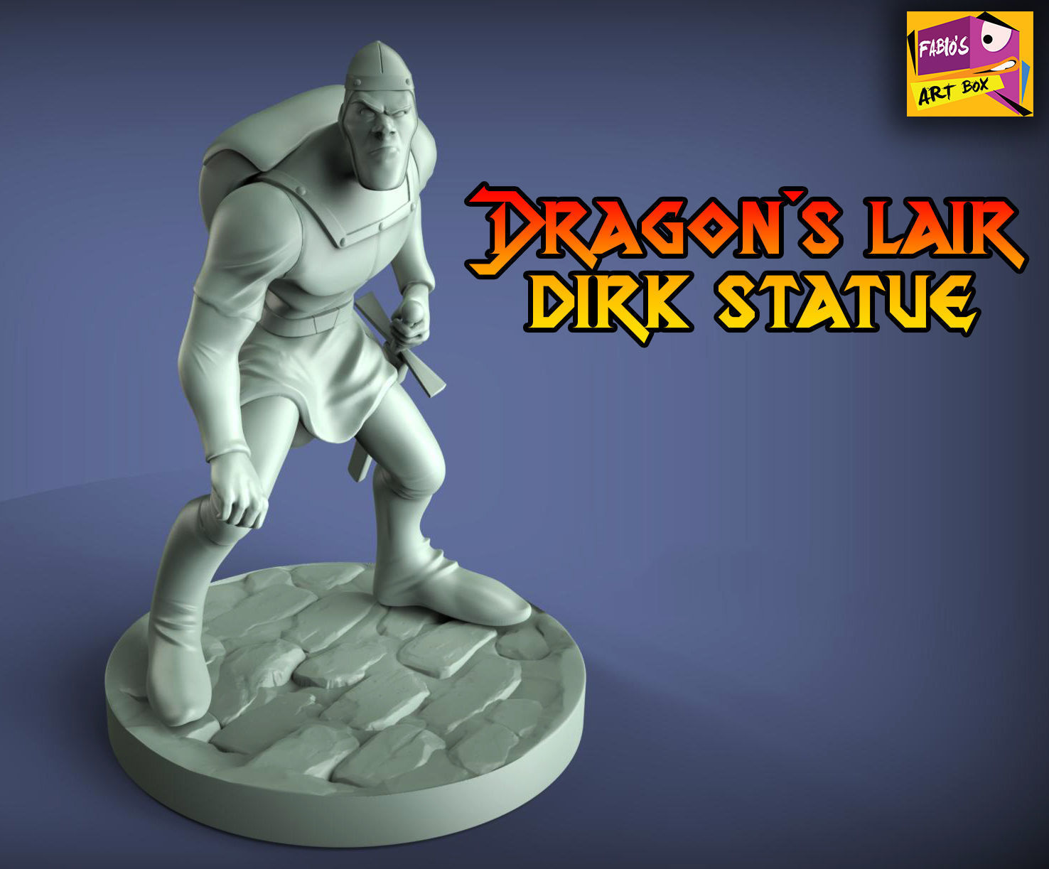 dragões covil inspirado estátua videogame punhal dragão miniatura figura estátuas esculpir cavaleiro impressão 3dprint jogos coinop 80s 80 brinquedos 3D print model - Mito3D
