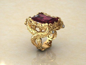 draghi anello gioielli drago oro gemma di antiquariato argento stampabile diamanti la sterlina gioiello lusso brillante anelli 3d print model - Mito3D
