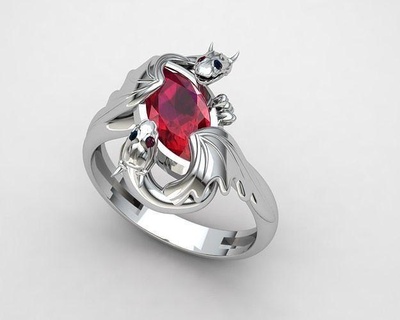 dragones tesoro anillo continuar fantasía oro joyería joya libra esterlina criatura frio anillos 3d print model - Mito3D