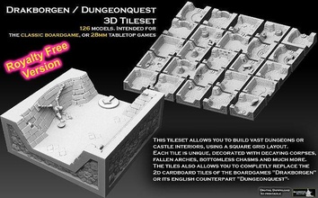 drakborgen dungeonquest 3d tile set royalty free version warhammer mordheim dungeon scenery terrain building interior dungeons dragons fortress maze tabletop miniature castle zelda boardgame games toys board 3d print model - Mito3D