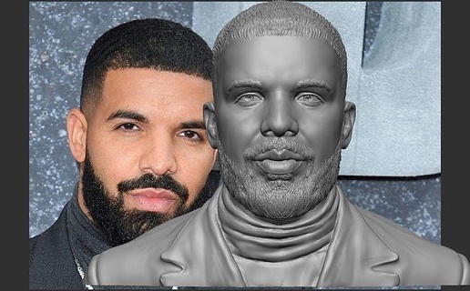 Drake Sanat modelleme nft şarkı hiphop zbrush insan Toronto Aubrey Kanada Amerika Birleşik Devletleri Graham heykeller 3d print model - Mito3D