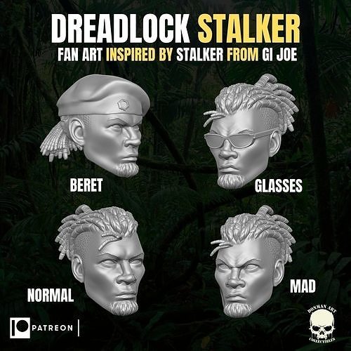 dreadlock stalker head action figures gi joe military custom figure marvel legends star wars games toys 3D print model - Mito3D