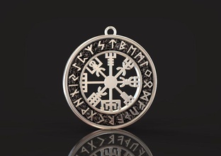 dreadlock leme in rúnico círculo runas colares prata esterlina jóia imprimível anel moda beleza jóias viking nórdico amuleto magia joalheria 3d print model - Mito3D