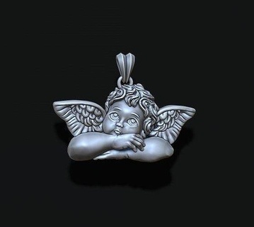 dreaming angel pendant v2 thinking christmas jewelry sculpture souvenir feather wing jewel jewellery necklace silver zbrush pray kupidon cupidone cherub cupid valentine pendants 3d print model - Mito3D