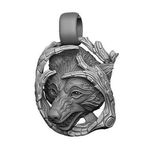 dreams wolf pendant 3d-print model file face cad 3dprint deram jewelry locket animal faced printable jewellery gold diamond pendants 3D print model - Mito3D