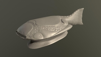 drepanaspis fisch dinosaurier paläontologie paläoart ausgestorben tyrannosaurus rex kreatur natur kunst skulpturen 3d print model - Mito3D