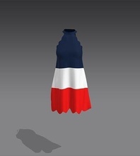 kleid 3d modell flagge of frankreich kleider kleidung mädchen weiblich frau mode frankreichflagge stoff tragen wunderbarer designer 3d print model - Mito3D