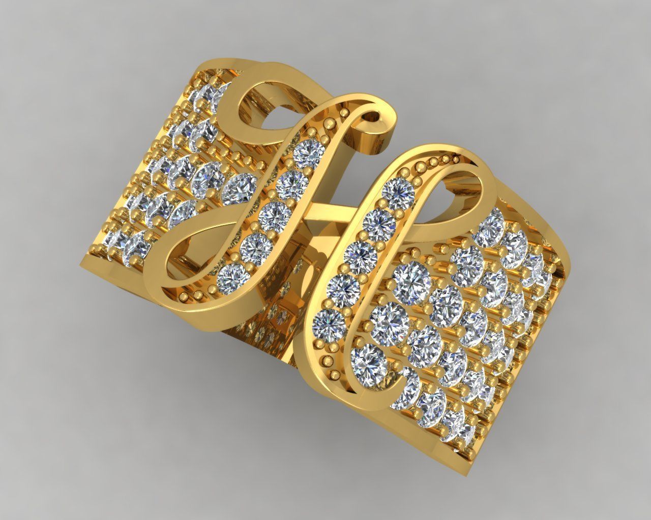 16 or bague diamants bijou bijoux argent imprimable diamant mariage engagement gemme brillant blanc platine anneaux 3D print model - Mito3D