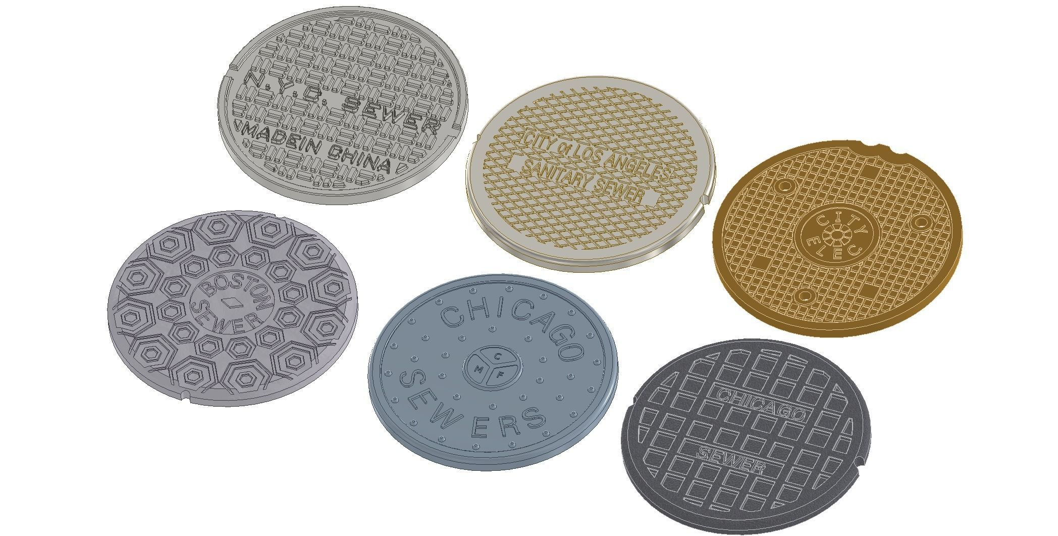 drink coasters compilation sewer coaster drinkcoaster usa beercoaster beercoasters beermat drinks accessoires bierdeckel bier house kitchen pub chicago nyc bar dining retro 3D print model - Mito3D