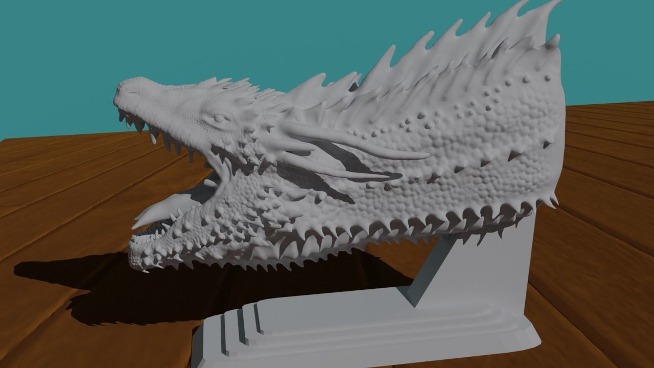 drogo dragon tête monstre fantaisie bête dinosaure magique fictif créature drogon jeu of trônes reptile art sculptures 3D print model - Mito3D