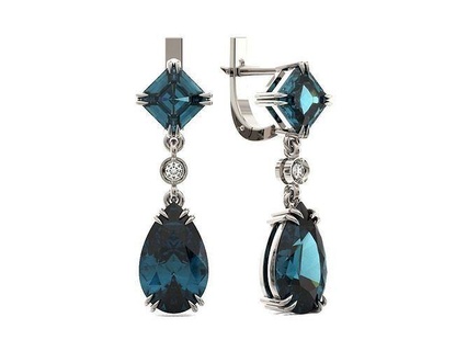 drop earrings square cut pear diamonds diamond bright topazes chrysolites diemond fashion stylish stone jewelry 3d creative 3d print model - Mito3D