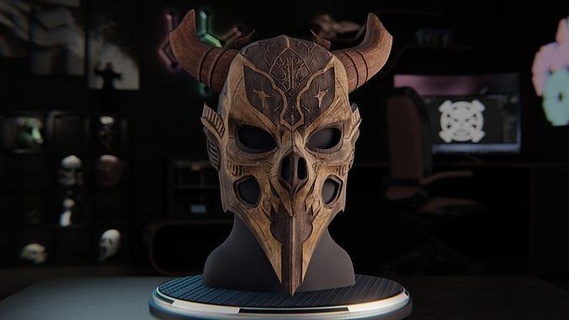 druida madera máscara cráneo apuntalar accesorios cosplay 3d 3dprinting stl 3dmodel juegos juguetes 3d print model - Mito3D