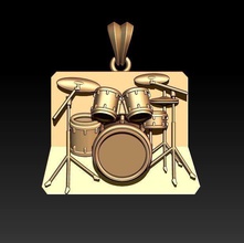 tambor pingente conjuntos yamaha rocha choque musical instrumento música gravação kit drumkit realista estrela joalheria prata ouro jóia jóias colar chicotada pingentes 3d print model - Mito3D