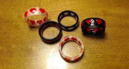 dupla-cor do anel coração jóias valentine desafio dupla anéis a extrusão 3d print model - Mito3D