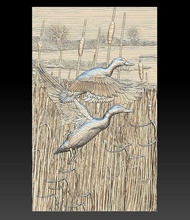 ducks reeds - relief 2019 bird duck sculpture hunter art sculptures 3d print model - Mito3D