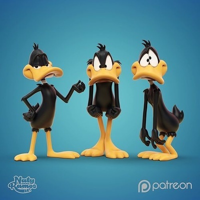 duffy pato x 3 lucas maluco melodias arte desenho animado admirador esculturas warner manos 3d print model - Mito3D