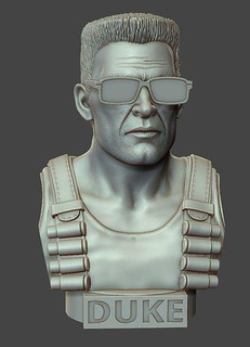 duque Nukem busto reinos chicle golpear retro cabeza Arte esculturas 3d print model - Mito3D