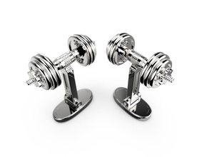 110624 cl dumbbells cufflinks weight barbell gym jewel gold dumbbell man handsome men jewellery diamand beautiful printable sport workout jewelry 3d print model - Mito3D