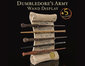 dumbledores army wand collection display 5 wands harry potter magic noble order of phoenix albus dumbledore diagon alley voldemort hermione granger ron weasley ginny luna lovegood draco malfoy neville longbottom fantastic beasts wizarding world warner bros ollivanders games toys 3d print model - Mito3D