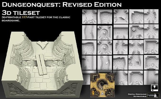 dungeonquest revised edition 3d tileset drakborgen warhammer dungeonquest boardgame rpg terrain game scenery dungeon mordheim dnd tabletop drachenhort bradspel games toys games toys board board games  3d print model - Mito3D