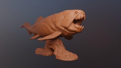 dunkleosteus 3d yazdırılabilir karakter yaratık balık dinozor kafatası heykelcik minyatür jurassic köpekbalığı deniz su yaban hayatı okul öncesi heykel doğa akvaryum hayvan oyunlar oyuncaklar 3d print model - Mito3D
