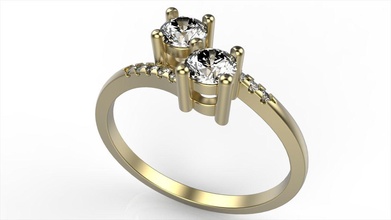 duo anello di diamanti gioielli fidanzamento preziosi diamante gemma oro anelli 3d print model - Mito3D