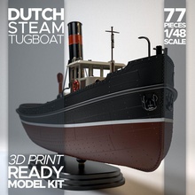 holandés vapor remolcador modelo equipo barco embarcacion embarcación vehículo 3dprint 3dprintready equipo muestra oceano agua puerto pasatiempo bricolaje diy imprimible 3d print model - Mito3D