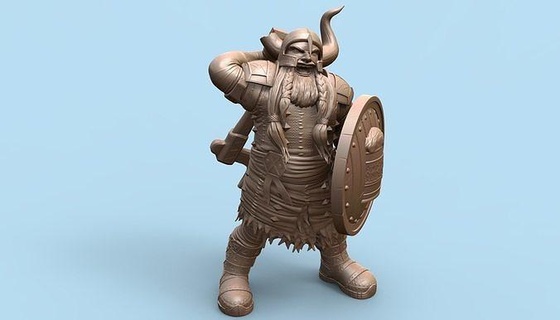 dwarf fighter - bruenor battlehammer dnd catti drizzt wulfgar ttrpg fantasy challenge art sculptures 3d print model - Mito3D