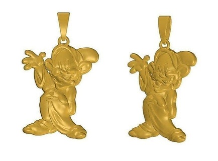 nain Mickey Souris pendentif Collier personnage fantaisie miniature Jeux jouets art médiéval brevet bijoux argent imprimable goujat came pendentifs 3d print model - Mito3D