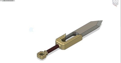 dwarven blade hollow center steel design brass iron sword weapon equipment games toys 3d print model - Mito3D