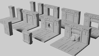 enano fuerte puerta piso loseta mesa juego azar impresión imprimible conjunto roca pared juegos juguetes accesorios 3d print model - Mito3D