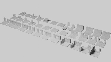 enano fuerte loseta colección conjunto miniatura impresión imprimible calabozo piso pared mesa jugando juego cofre banco juegos juguetes accesorios 3d print model - Mito3D