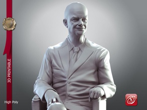 dwight d eisenhower sit man sculpture character body statue history challenge art sculptures medium animal work people siting general president united states 3d print model - Mito3D