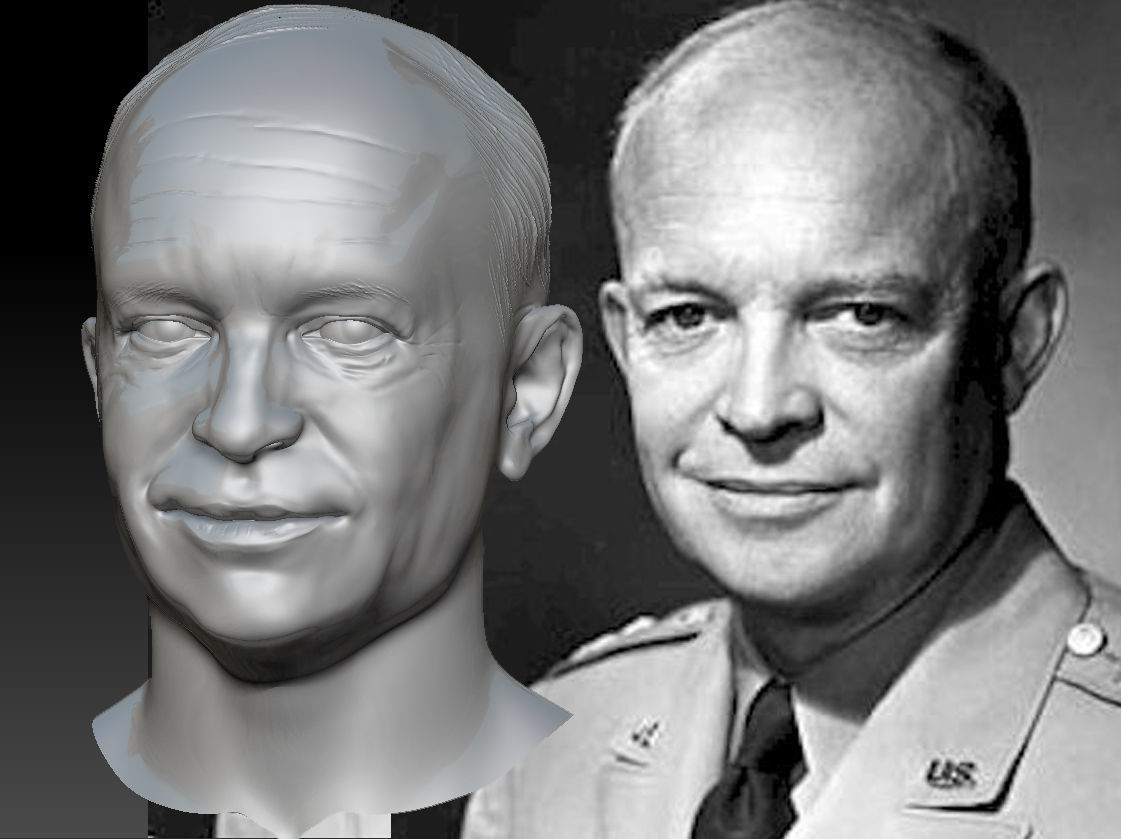 dwight eisenhower 3d modelo impresión busto personas personaje hombre presidente guerra retrato militar persona líder guerra mundial historia histórico arte esculturas ww2 3D print model - Mito3D