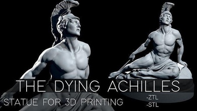 dying achilles- model 3d printing achilles statue classic greek iliad printable art sculptures 3d print model - Mito3D