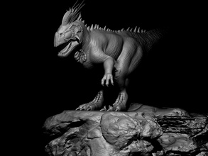 dynasore 3d modelo t rex on rock criatura animal juego 3dprint selva concepto naturaleza personaje monstruo continuar extraterrestre bestia reptil depredador horror bosque juegos juguetes 3d print model - Mito3D