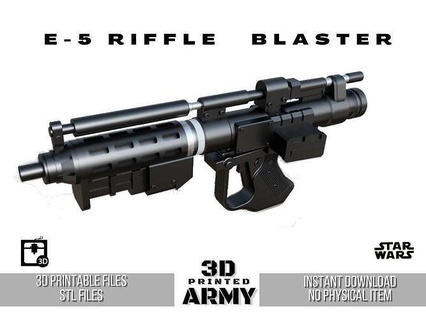 5 blaster rifle 3d impressão arquivos Estrela guerras stl sci fi falso adereços cosplay e5 dróides mandaloriano clone imprimível passatempo faça 3d print model - Mito3D