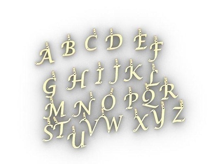 alphabet pendentif stl vérifié bijoux diamant prototype mode bague imprimable prototypage lettre monogramme initiale pendentifs 3d print model - Mito3D