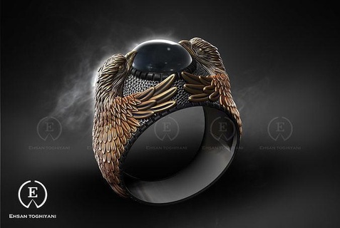 eagel ring silver gold jewellery jewelry rings 3d print model - Mito3D