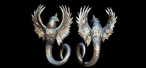 águia-cobra a arte natureza antiga ouro animais ornamentado estátua printable esculturas 3d print model - Mito3D