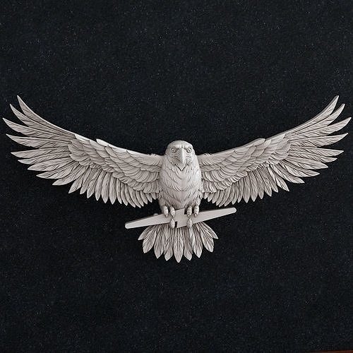 eagle brooch bird wing nature fly animal hawk hunting hunt hunter wings flying claw jewelry jewellery pendant ring parrot cage american art sculptures 3D print model - Mito3D