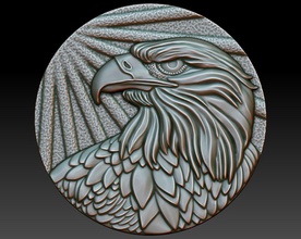 eagle sunbursts cnc printing relief decor milling jewelry artcam art engraving carved basrelief woodworking walldecor coins badges nature wildlife bird 3d print model - Mito3D