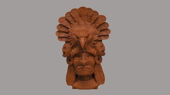 aquila azteco guerriero scultura maya Messico statua arte America olmec antico sculture 3d print model - Mito3D