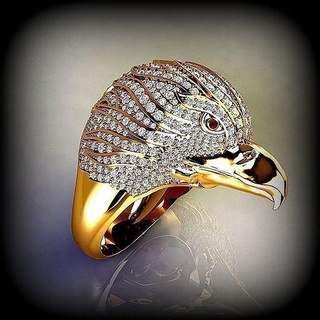 eagle diamond ring bird american jewelry silver printable vintage gold rings men african usa skull animal art birdring designer native skulls 3d print model - Mito3D
