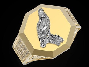 eagle face man ring sculpture jewelry gold fashion silver men manring printable platinum sterling beauty animal necklace lion pendants rings luxury 3d print model - Mito3D
