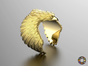 eagle fashion ring 0156 2 gold platinum silver diamond jewelry jewellery style stl cnc replica imitation fake test printable print stereolithography challenge rings 3d print model - Mito3D
