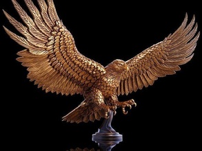 eagle golden bird raptor wildlife nature feather parrot wing flight art sculptures 3d print model - Mito3D