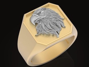 eagle head cushion man ring sculpture jewelry silver gold print statue fashion manring platinum sterling pendants rings luxury printable 3d print model - Mito3D