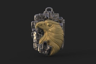 a águia de cabeça colar magerit jóias colares ouro prata anel 3d print model - Mito3D