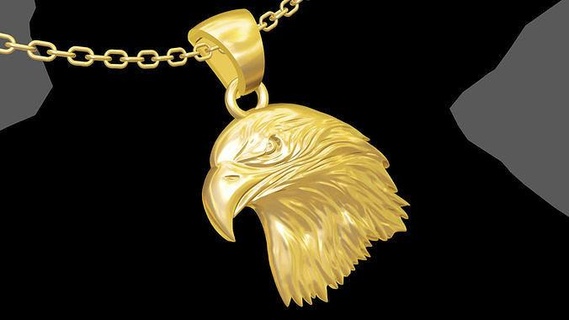 eagle head pendant jewelry gold necklace medallion fly animals wing nature flying bug wings insect animal invertebrate magerit sculpt art sculpture jewel pendants 3d print model - Mito3D